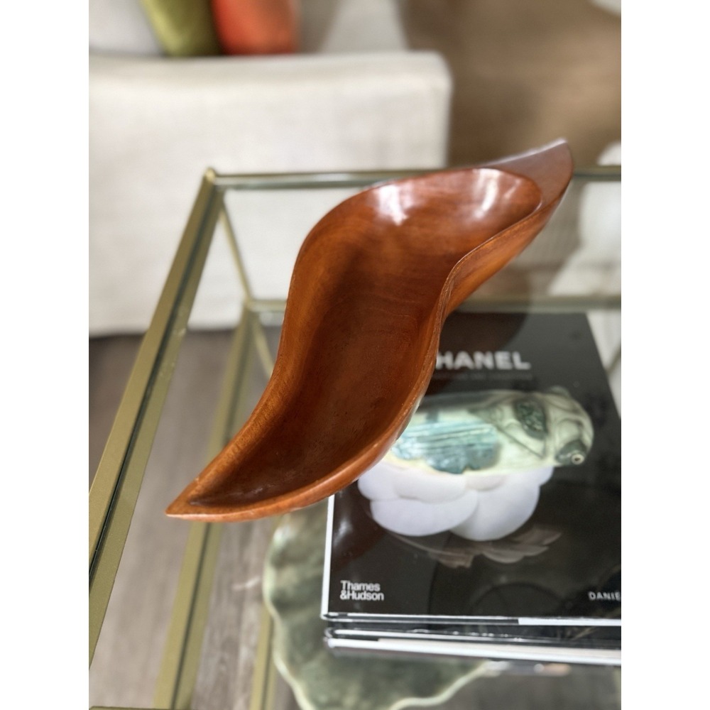 Vintage Taverneau MCM Hand carved Wooden Banana Boat‎ Bowl 1960s